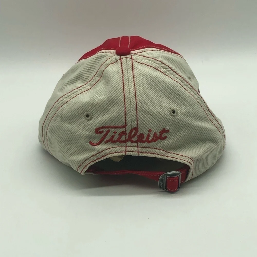 Titleist Hat Golf Adjustable Strapback Red White Outdoor Lightweight